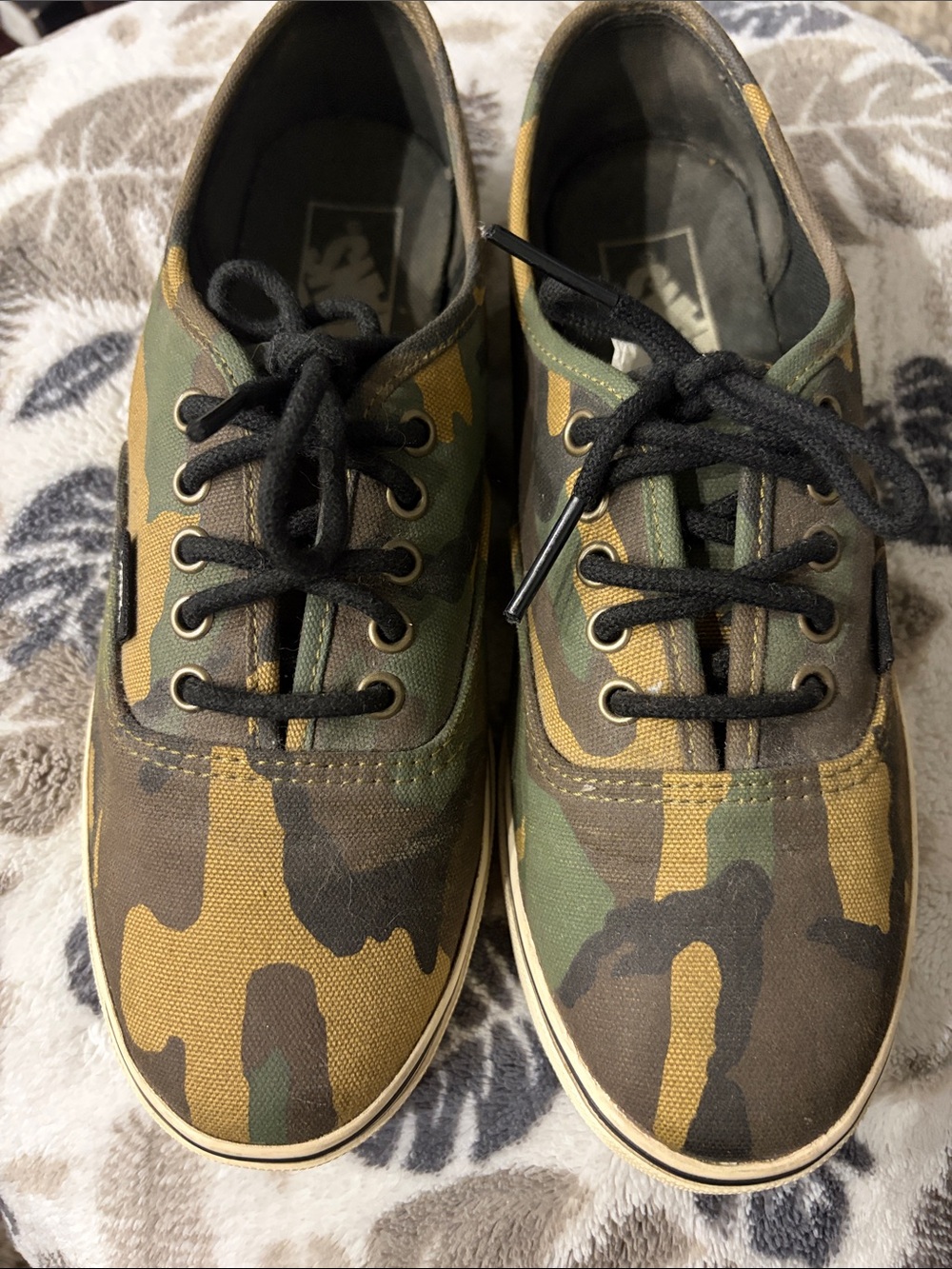 Vans Camo Canvas Low-Top Sneakers - Green, Brown, Black